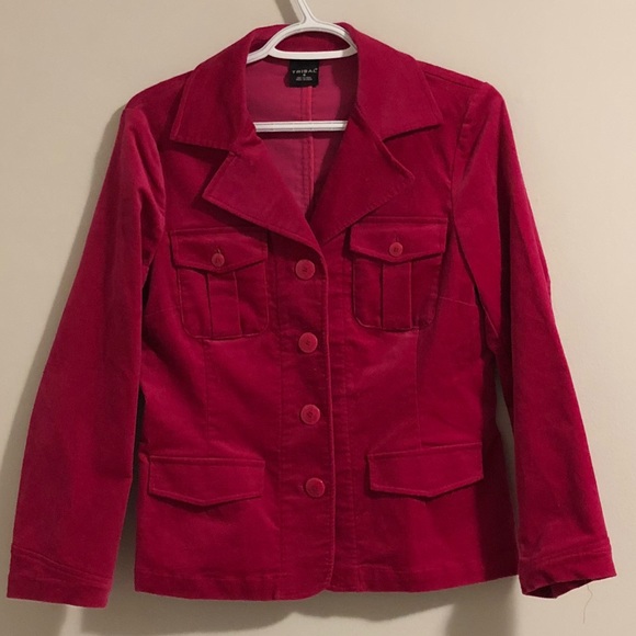 Tribal hot pink velvet button front blazer - Picture 3 of 10